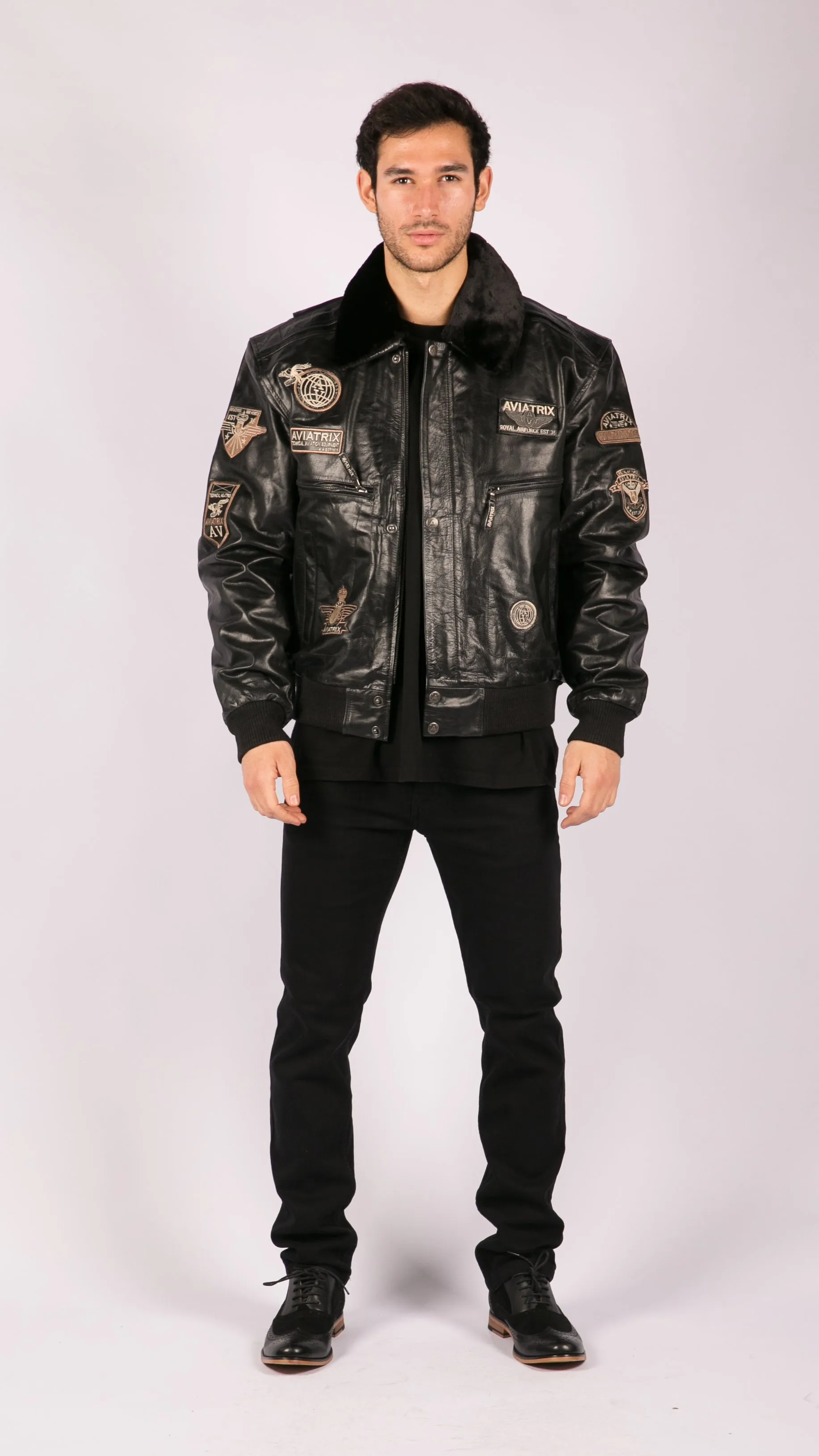 Leather Jacket Bomber Aviator