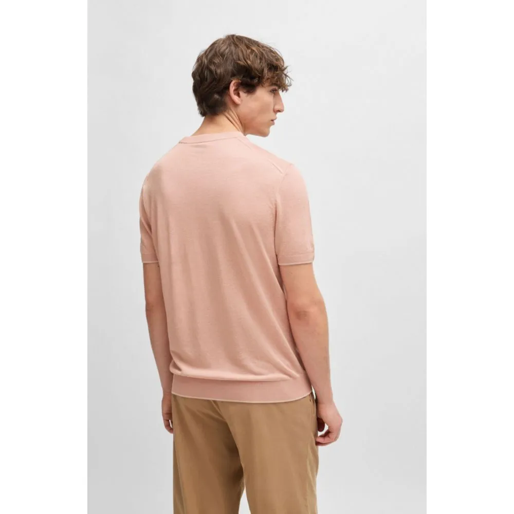 Linen-blend regular-fit sweater with accent tipping