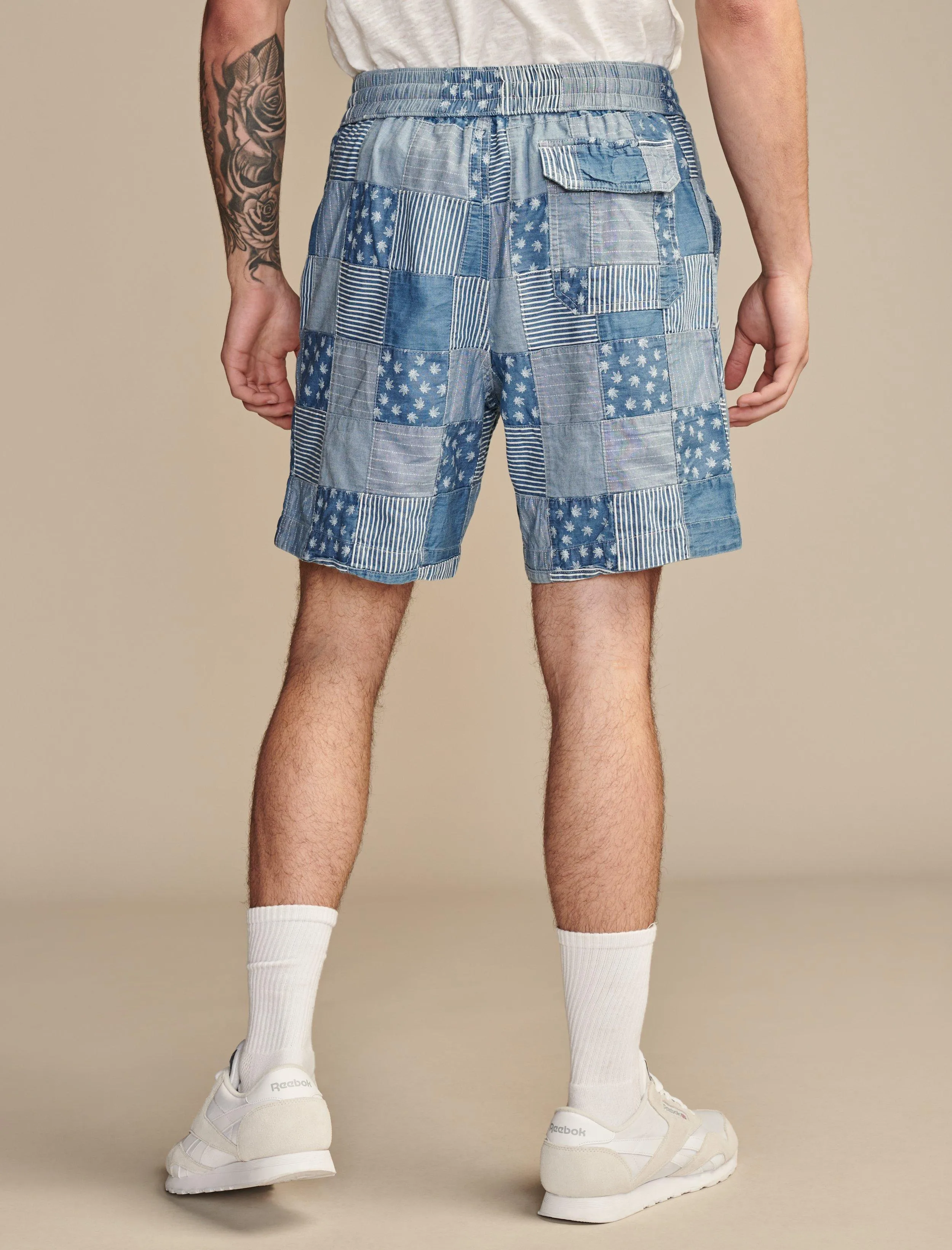 Lucky Brand Men's Highest Quality Lazer Leaf Indigo 7" Pull-On Short