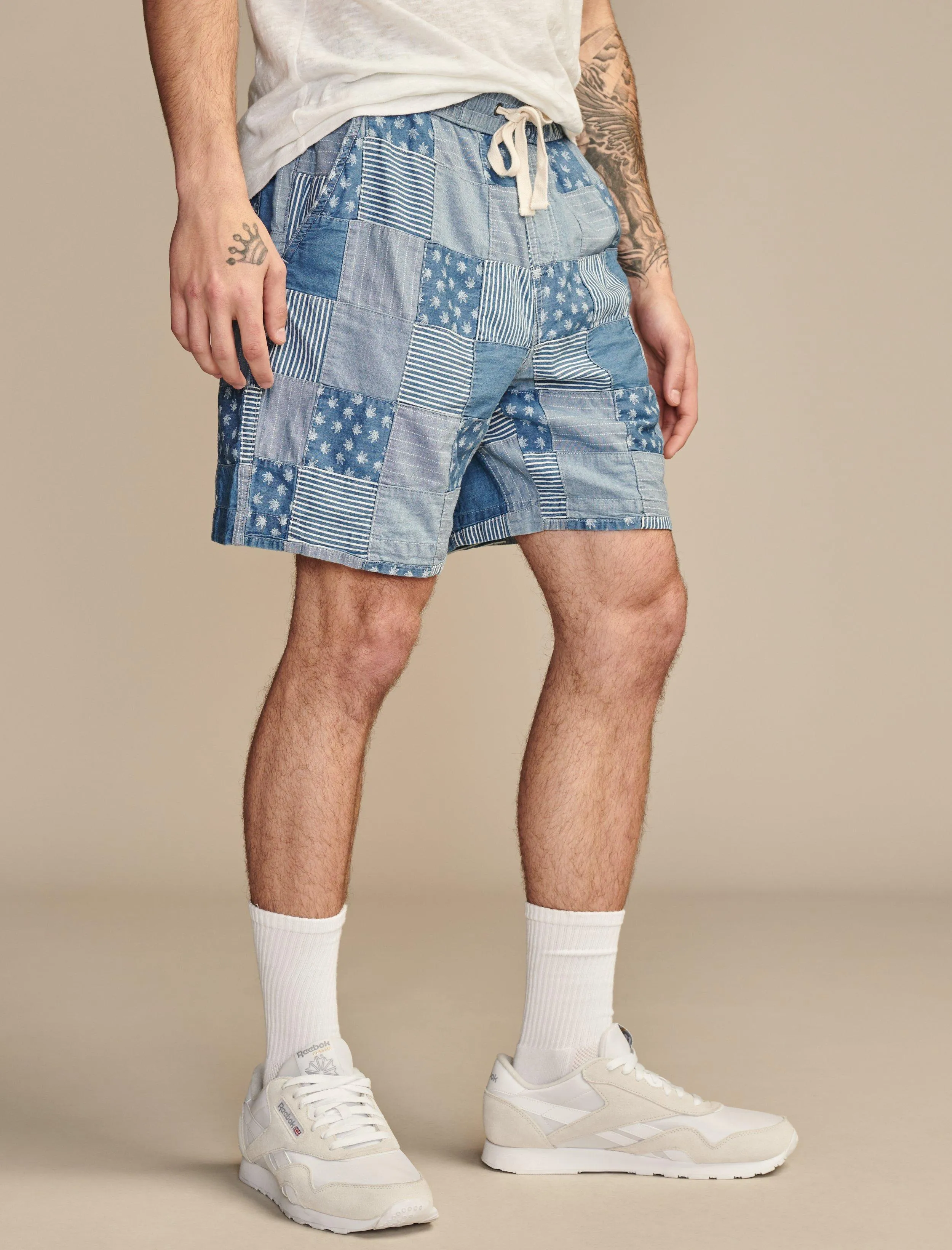 Lucky Brand Men's Highest Quality Lazer Leaf Indigo 7" Pull-On Short
