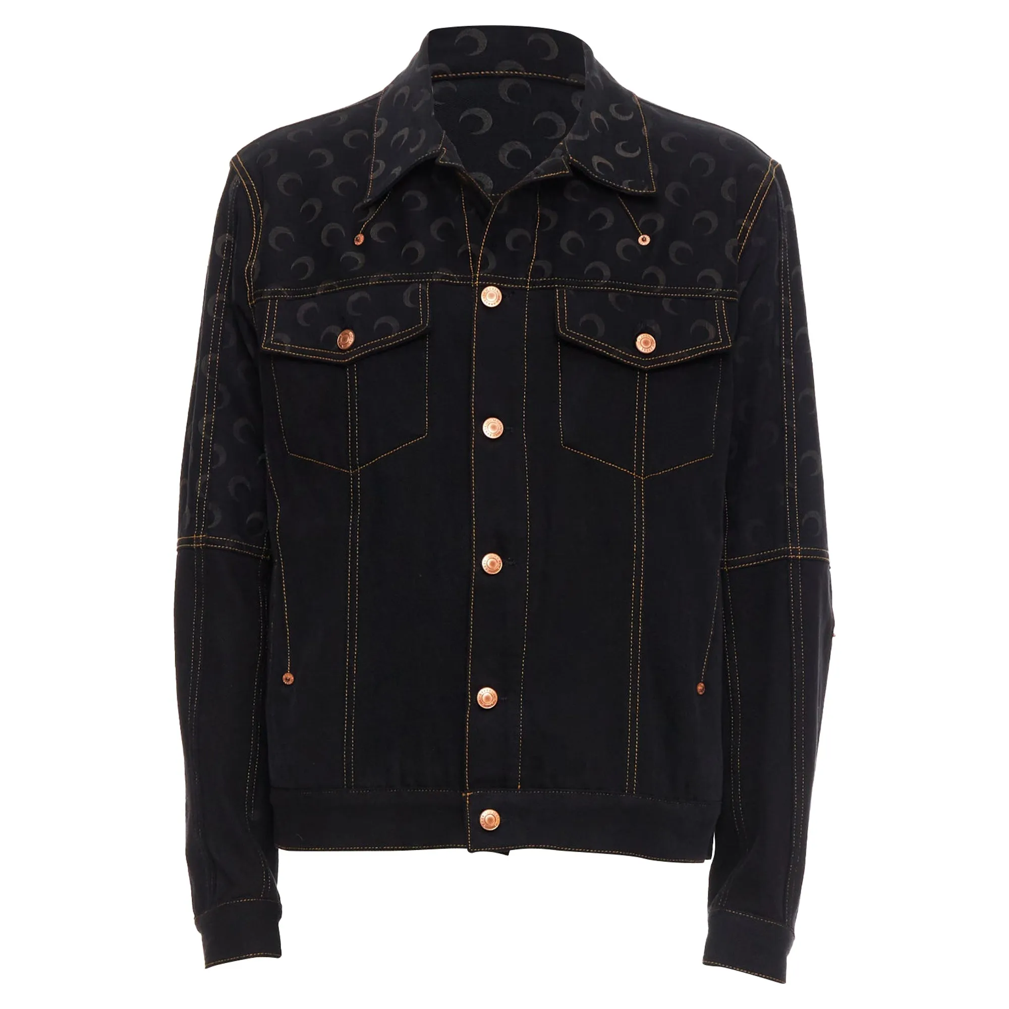 Marine Serre White Line Crescent Moon Denim Print Jacket