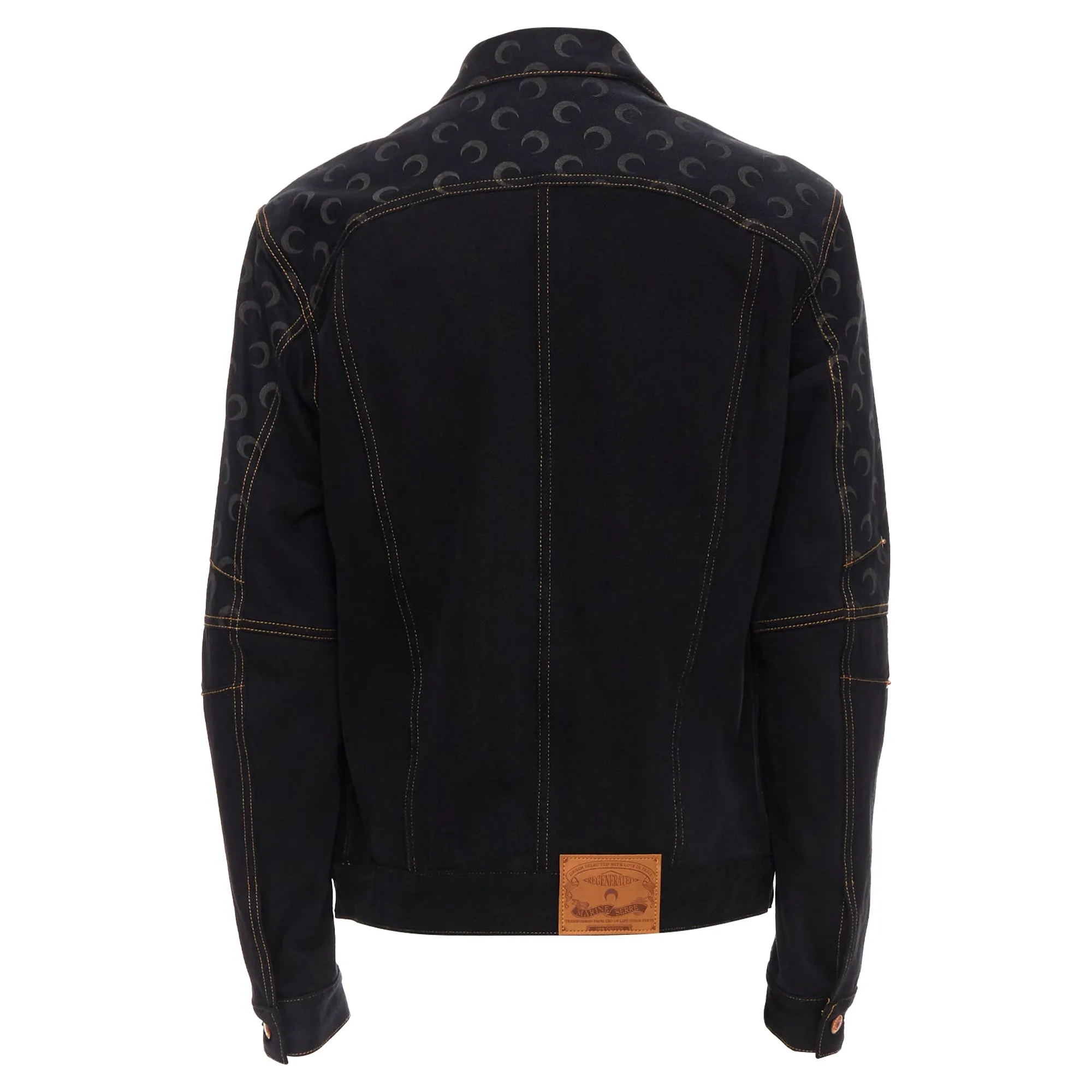 Marine Serre White Line Crescent Moon Denim Print Jacket