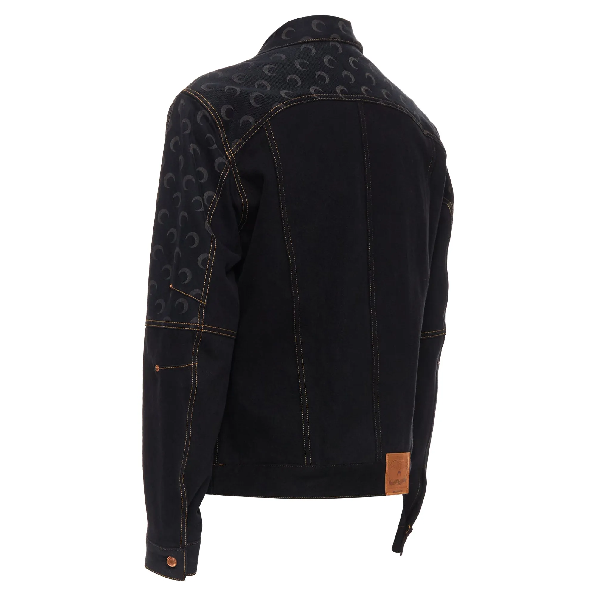 Marine Serre White Line Crescent Moon Denim Print Jacket