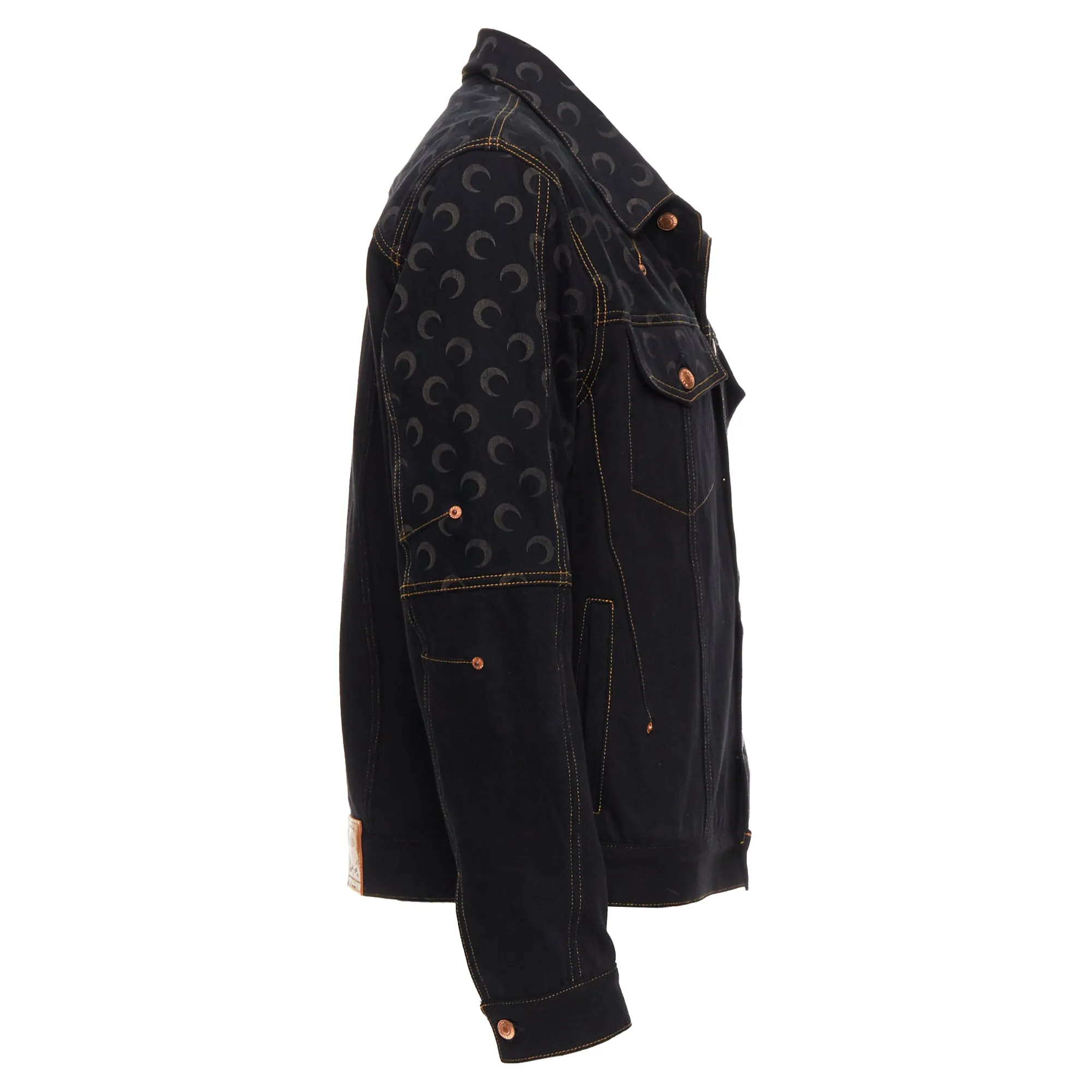 Marine Serre White Line Crescent Moon Denim Print Jacket