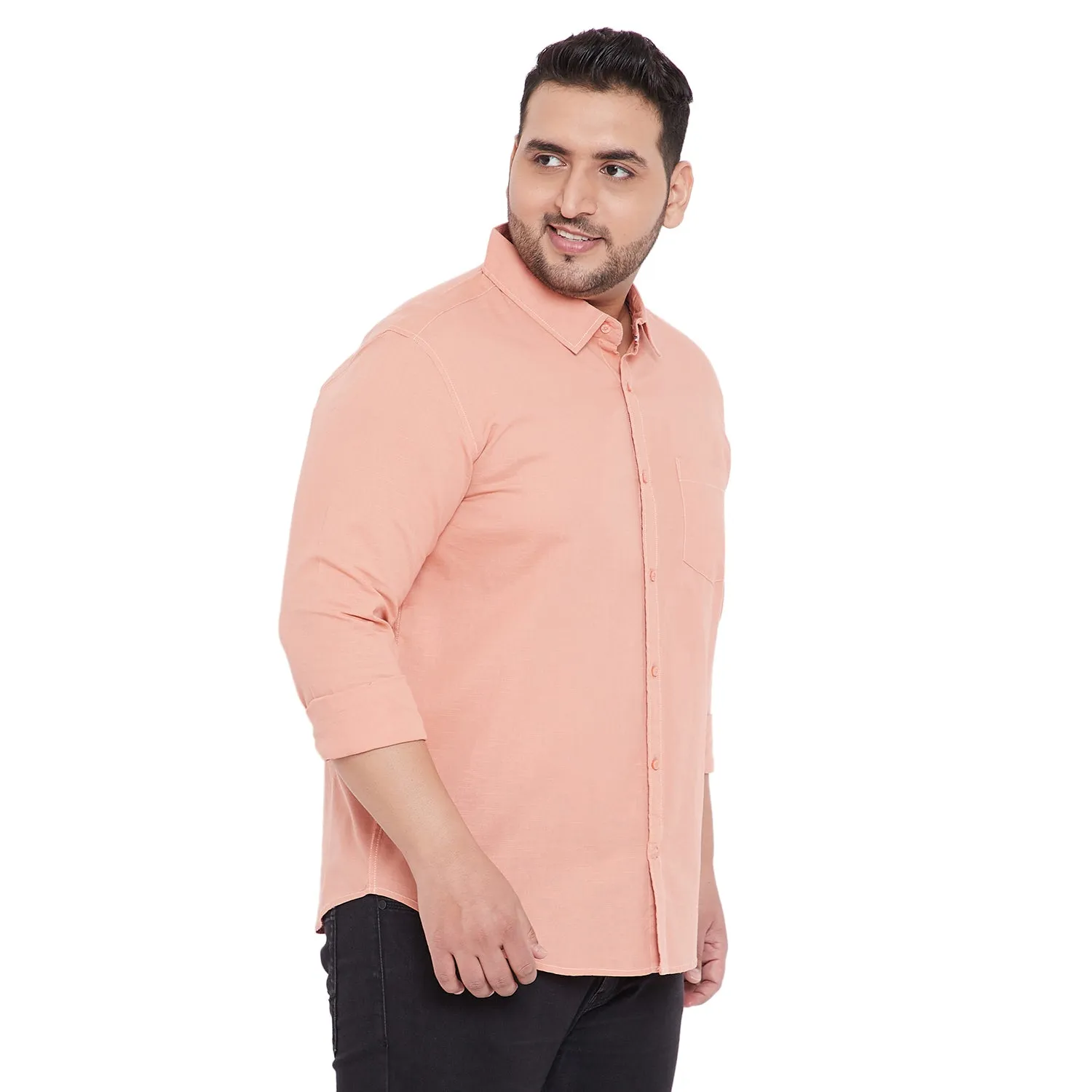 Men Flat Collar Solid Full Sleeve Shirt