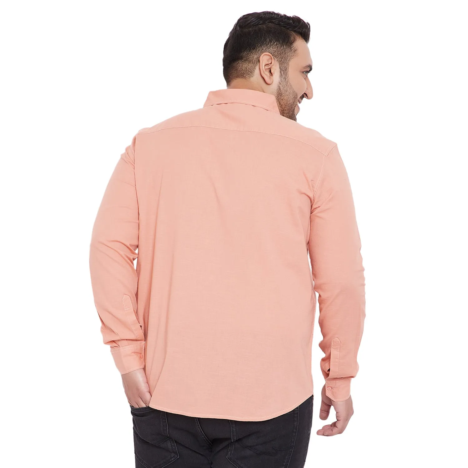 Men Flat Collar Solid Full Sleeve Shirt