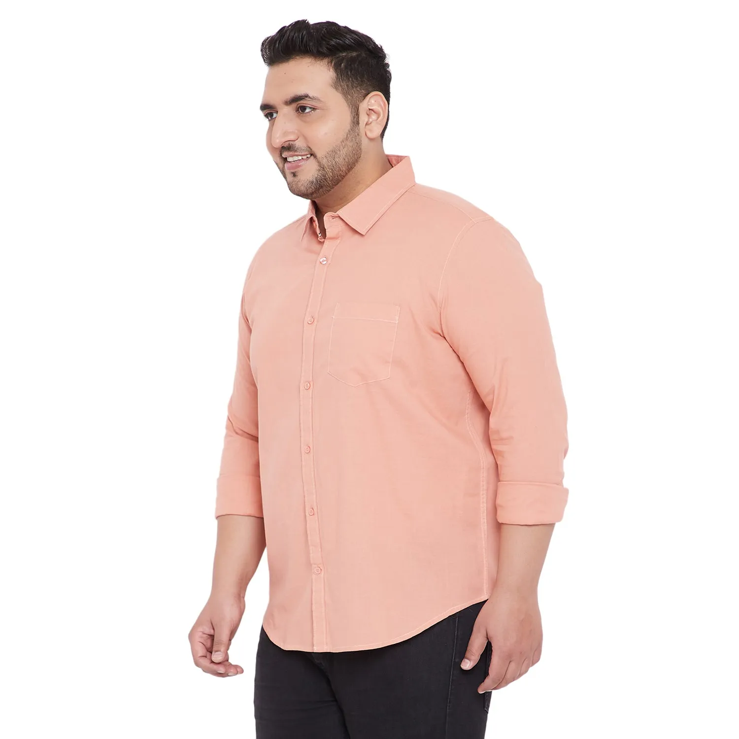 Men Flat Collar Solid Full Sleeve Shirt