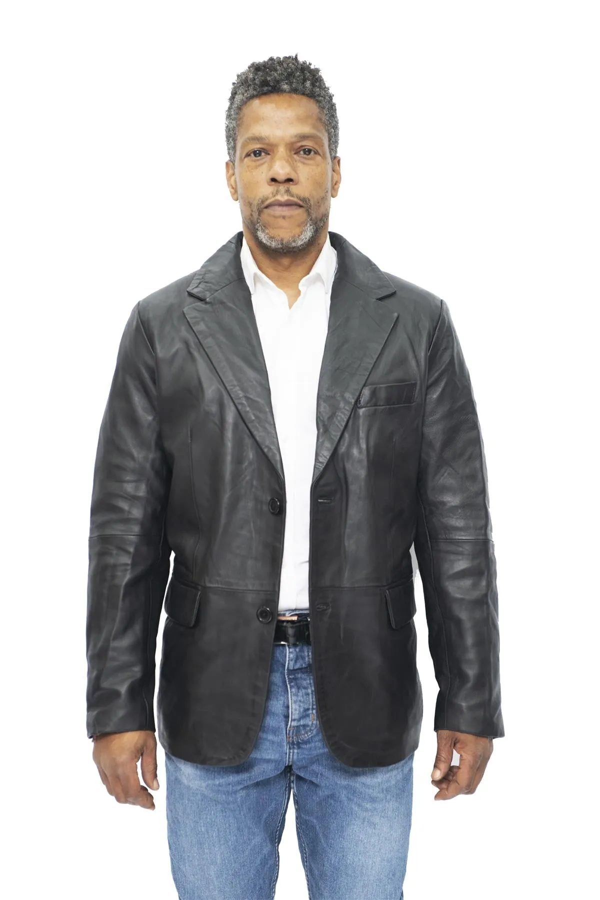 Men's 2 Button Leather Blazer Jacket-Hamilton