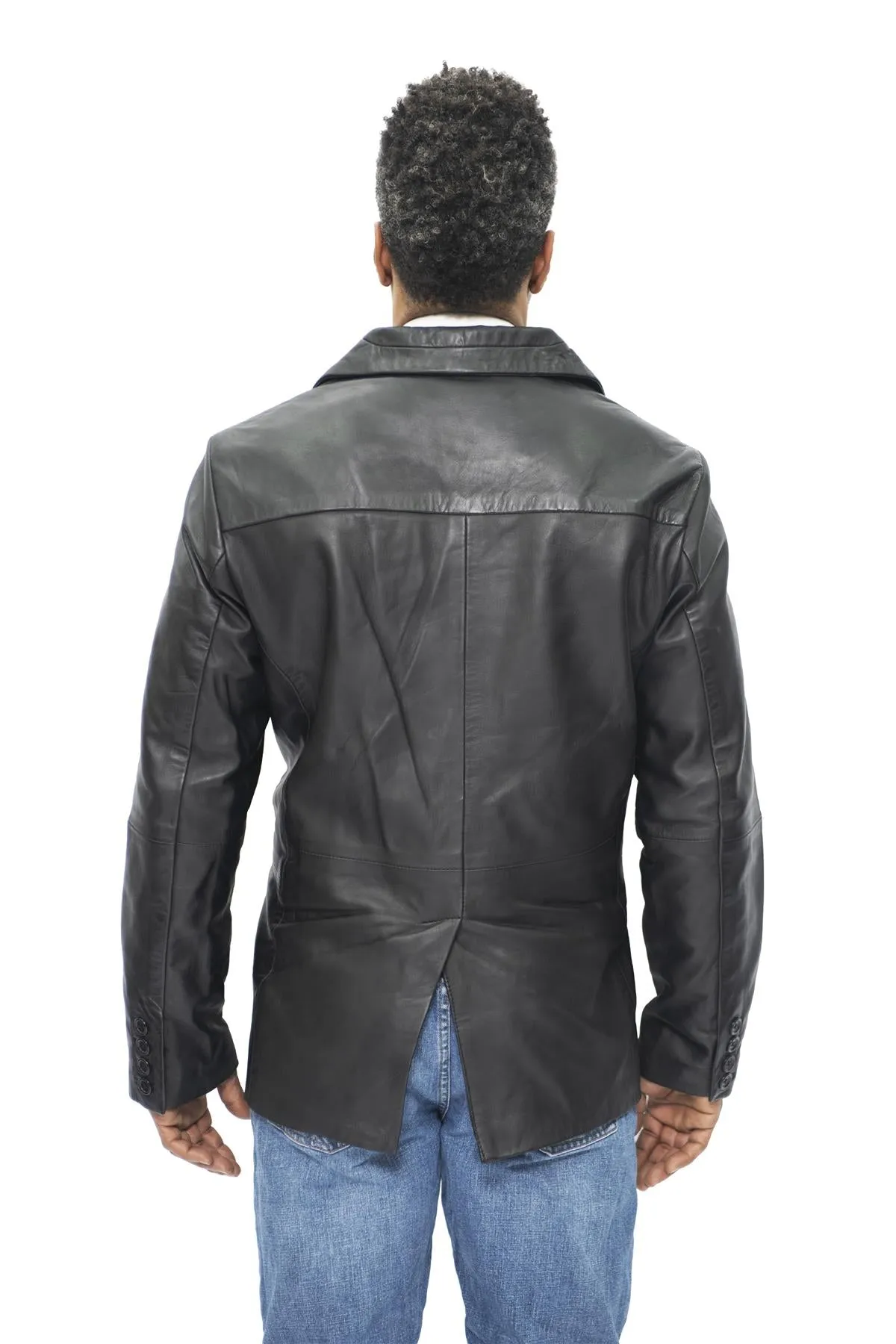 Men's 2 Button Leather Blazer Jacket-Hamilton
