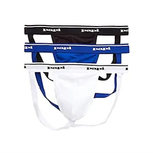 Men's 3 Pack Cotton Jockstrap In Black/white/blue