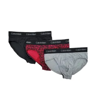 Men's 3-Pack Cotton Stretch Hip Brief In Black/red/heather Grey