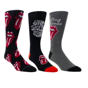 Men's 3 Pair The Rolling Stones Assorted Crew Socks In Black/black/grey
