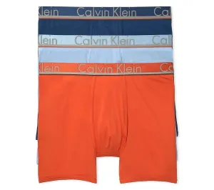 Men's 3 Underwear Comfort Microfiber Boxer Briefs In Rapid Blue/estate Blue/oriole
