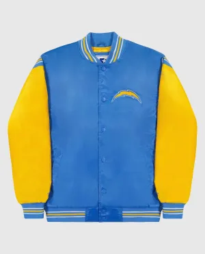 Men's Angeles Chargers Varsity Satin Full-Snap Jacket In Light Blue