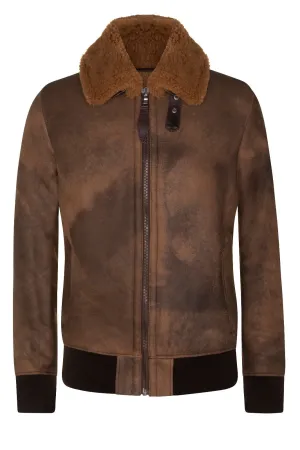 Mens Antique Sheepskin Bomber Jacket-Algorta