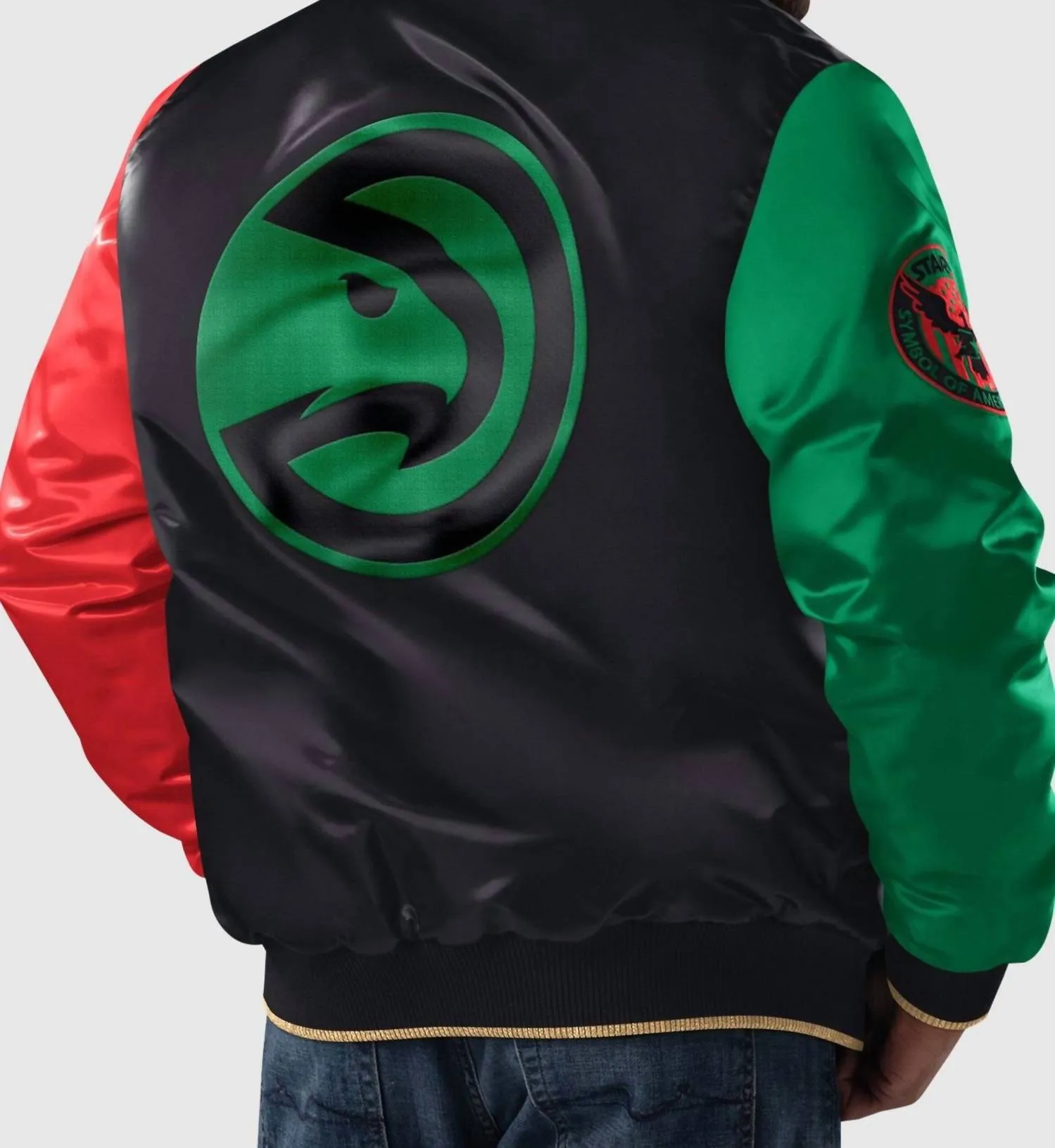 Men's Atlanta Hawks History Month Quilted Lining Satin Full-Snap Jacket In Black