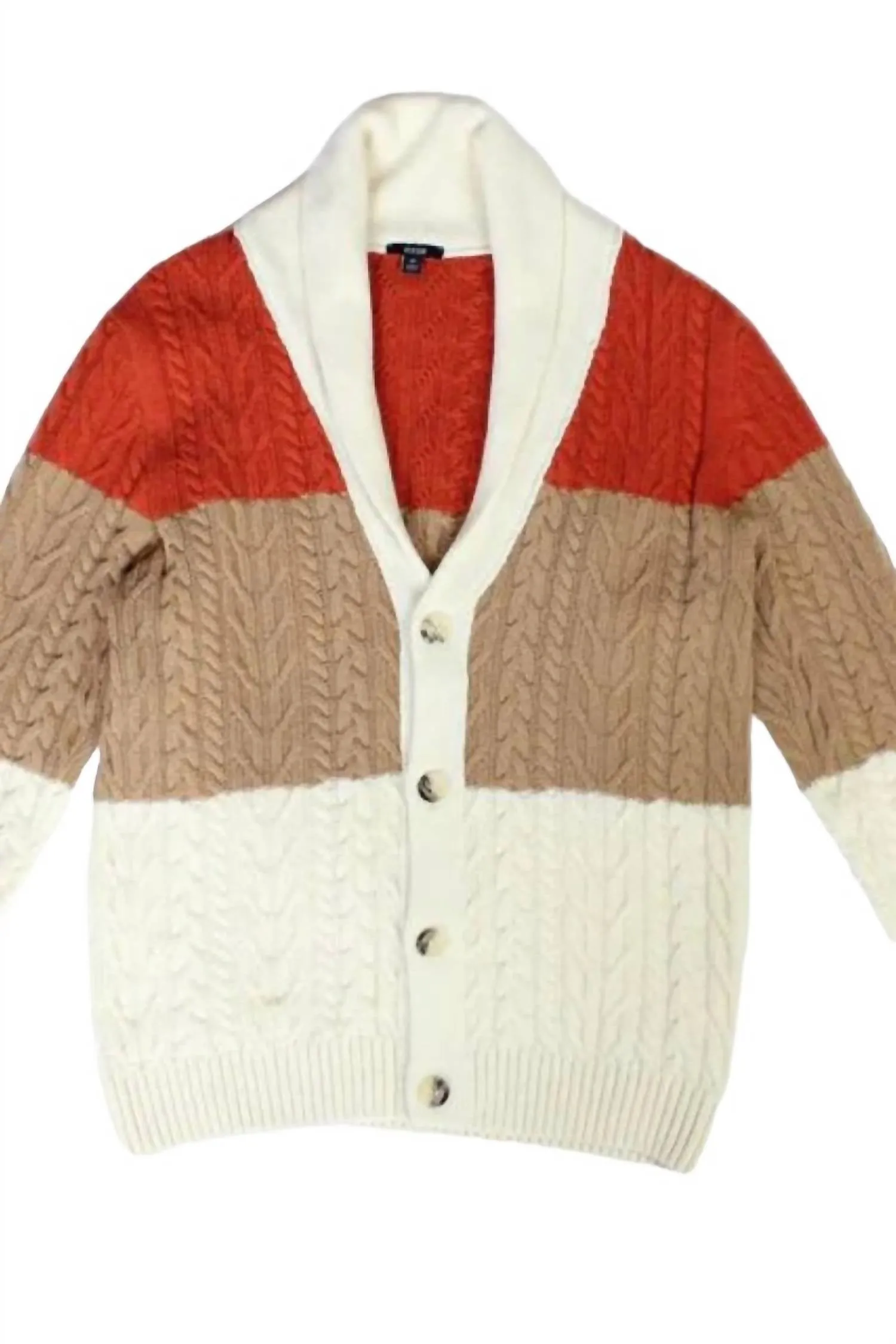 Men's Banff Colourblock Cardigan In Cream