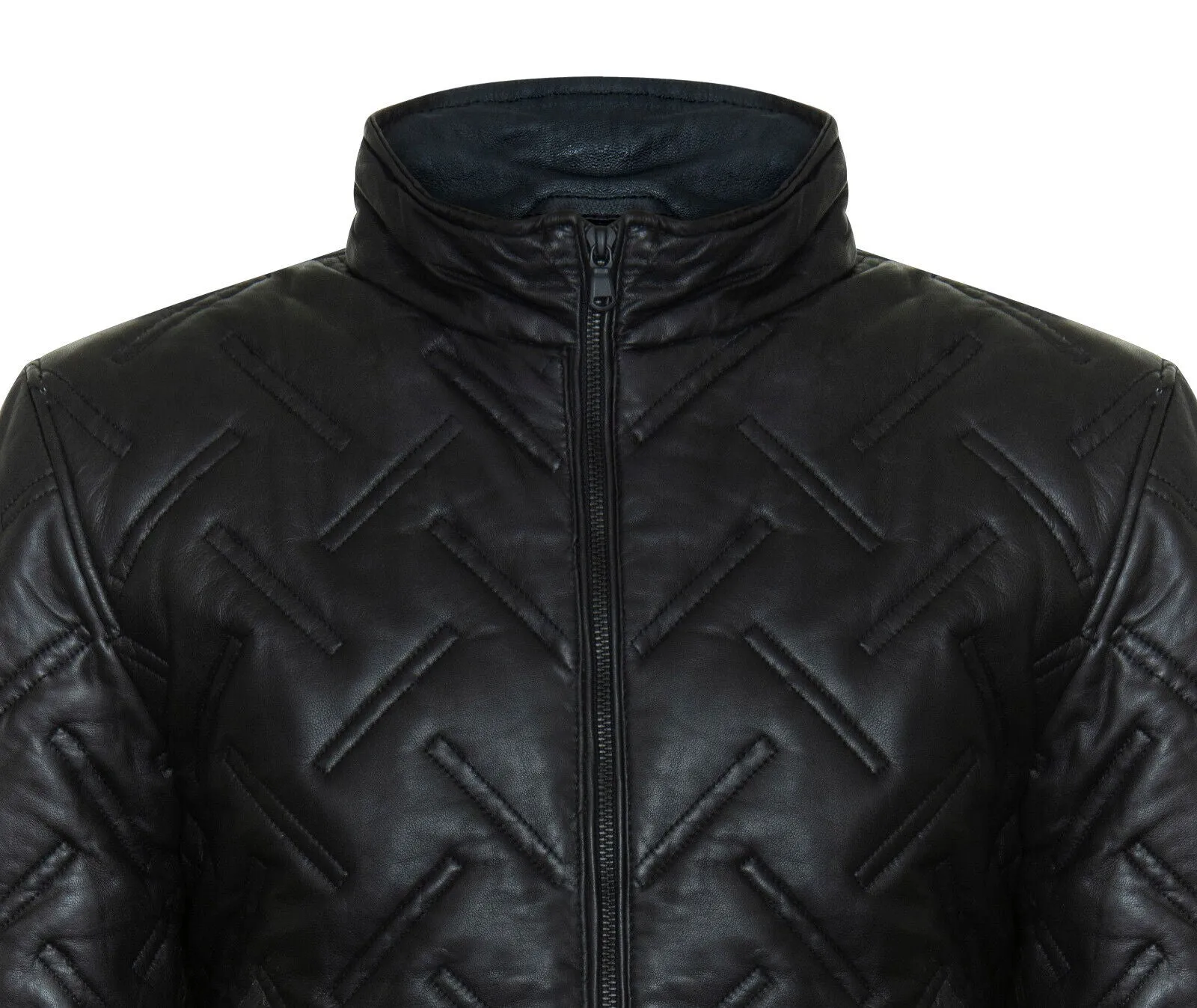 Men's Bomber Leather Quilted Jacket - GoiÃ¢nia