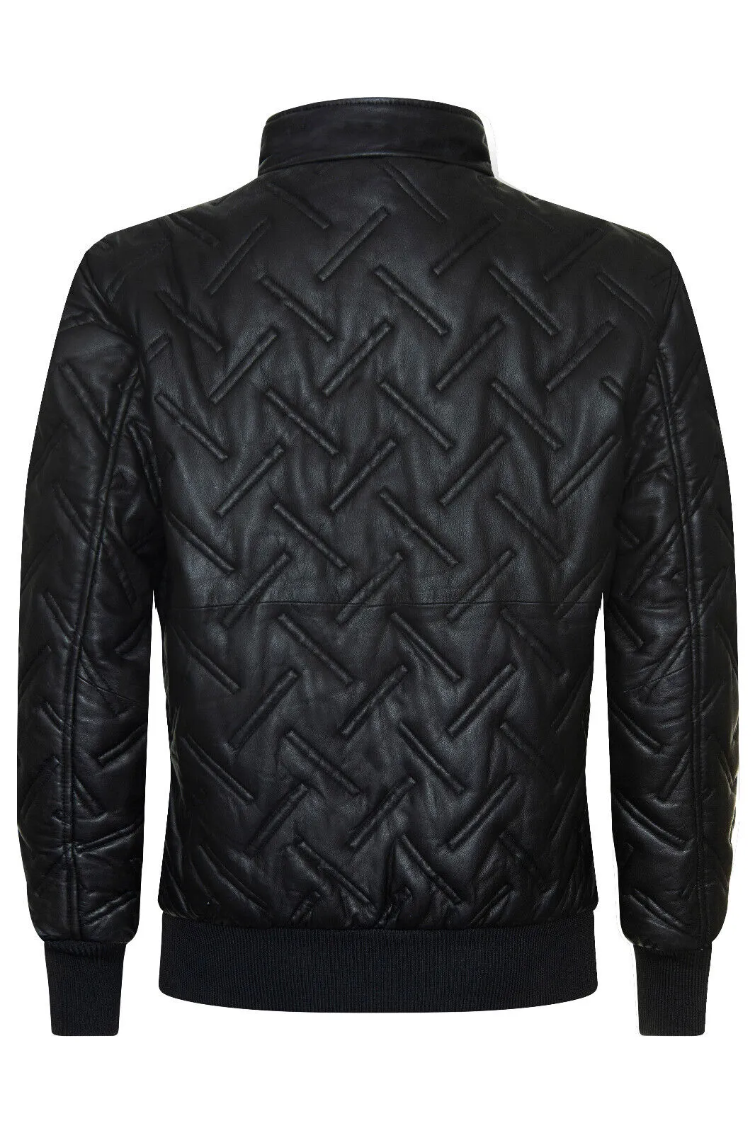 Men's Bomber Leather Quilted Jacket - GoiÃ¢nia