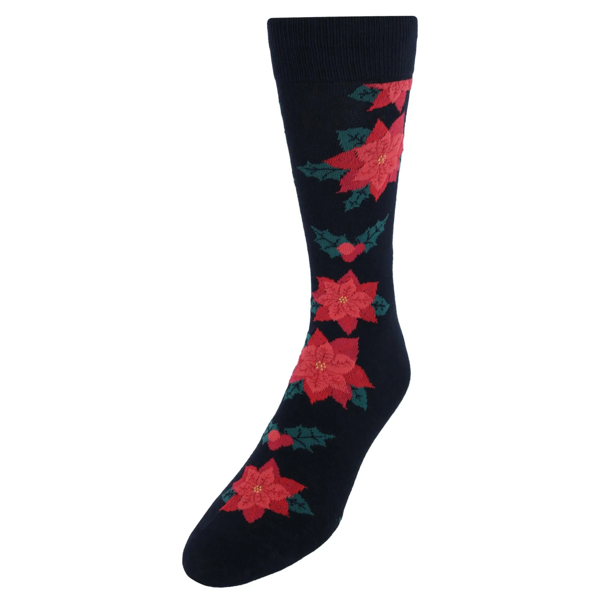 Men's Christmas Poinsettias Novelty Socks (1 Pair)
