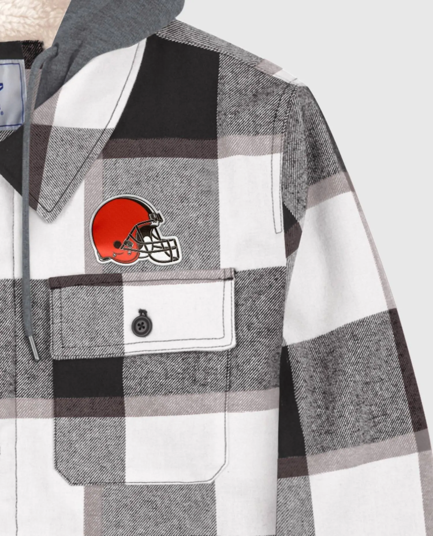 Men's Cleveland Browns Sherpa Lined Plaid Jacket In Black