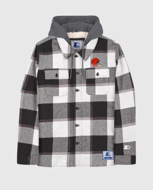 Men's Cleveland Browns Sherpa Lined Plaid Jacket In Black