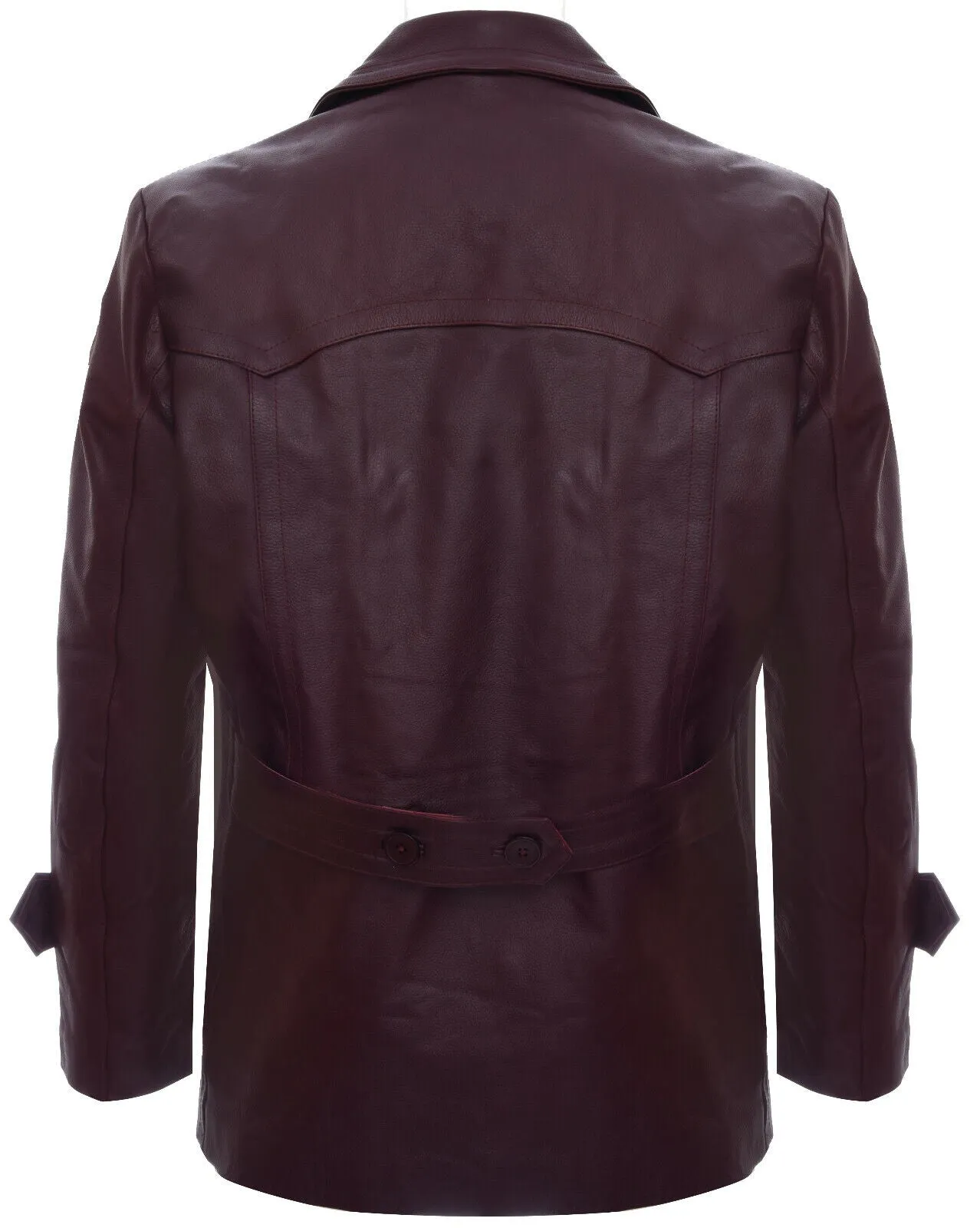 Mens Cowhide Leather Peacoat-Krakaw