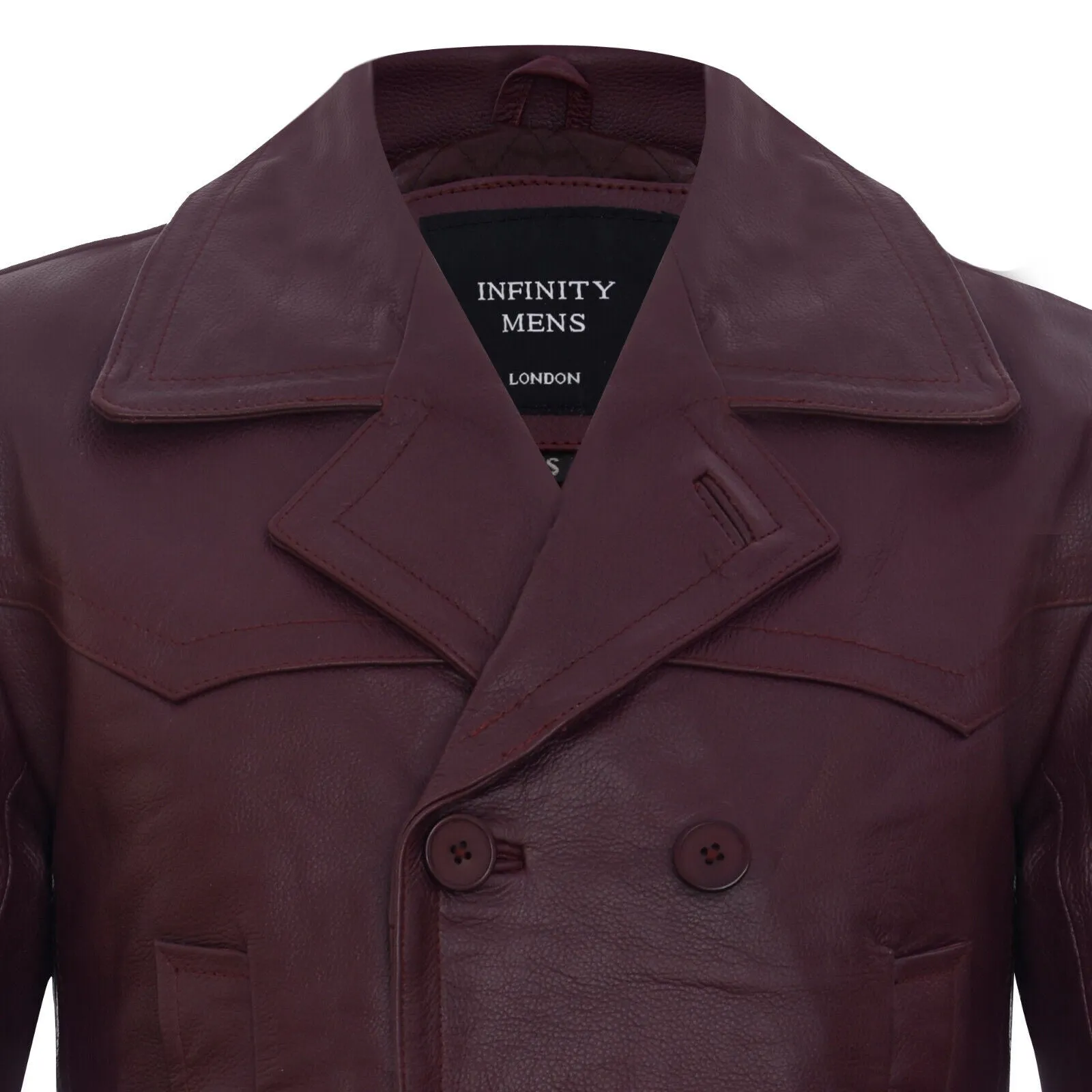 Mens Cowhide Leather Peacoat-Krakaw
