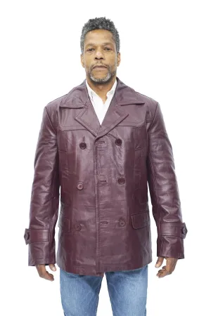 Mens Cowhide Leather Peacoat-Krakaw