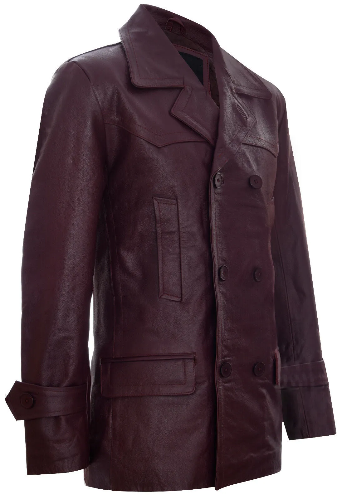 Mens Cowhide Leather Peacoat-Krakaw