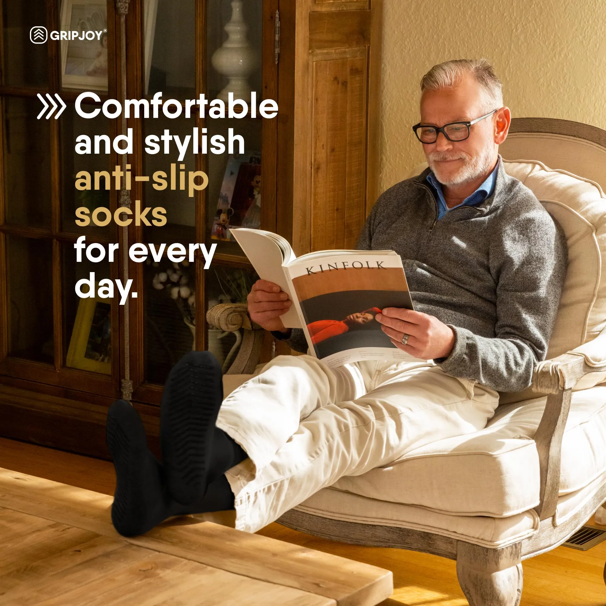 Men's Crew Socks with Grips (Pack of 3)