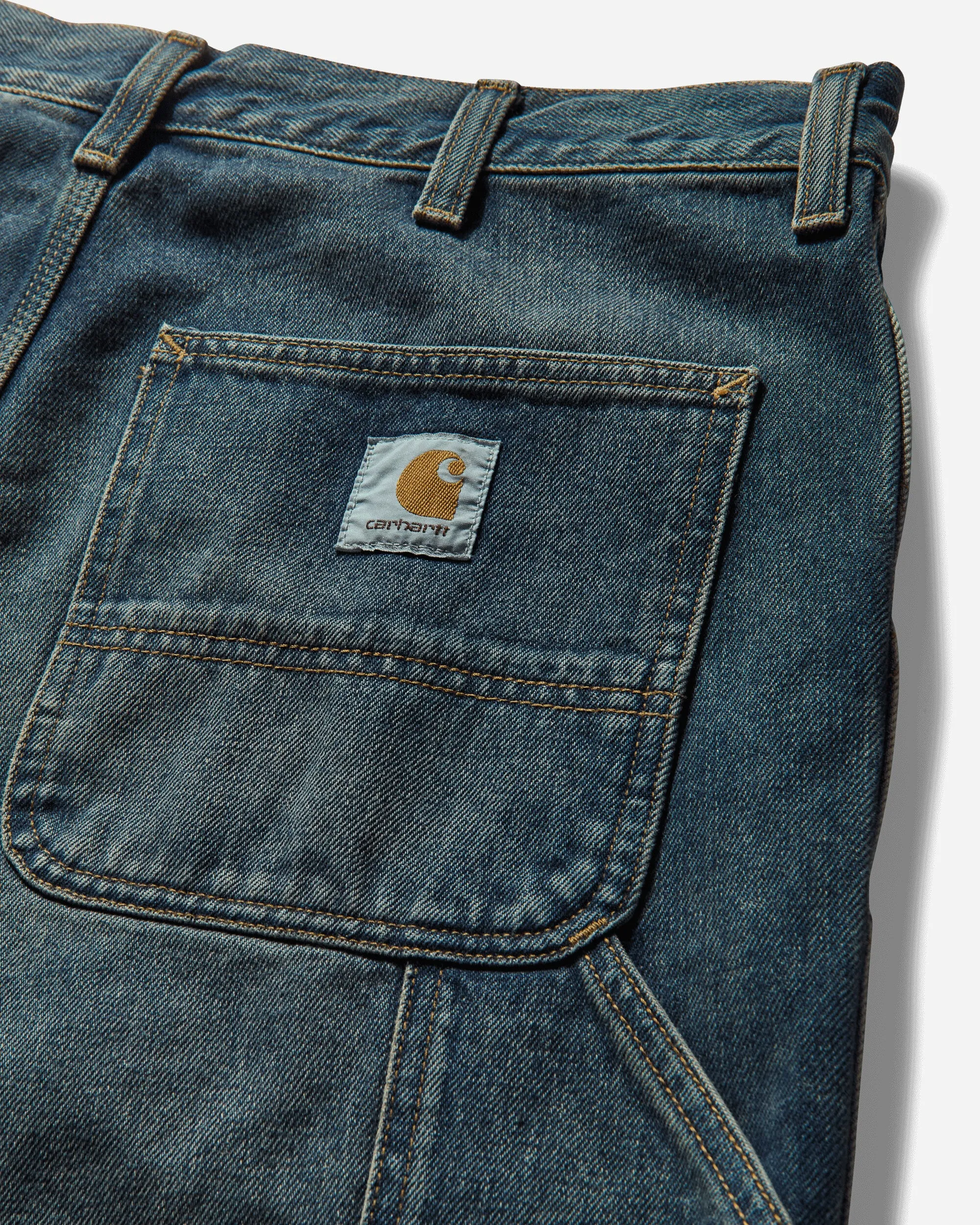 Men's Double Knee Pants Blue (Worn Used Wash)