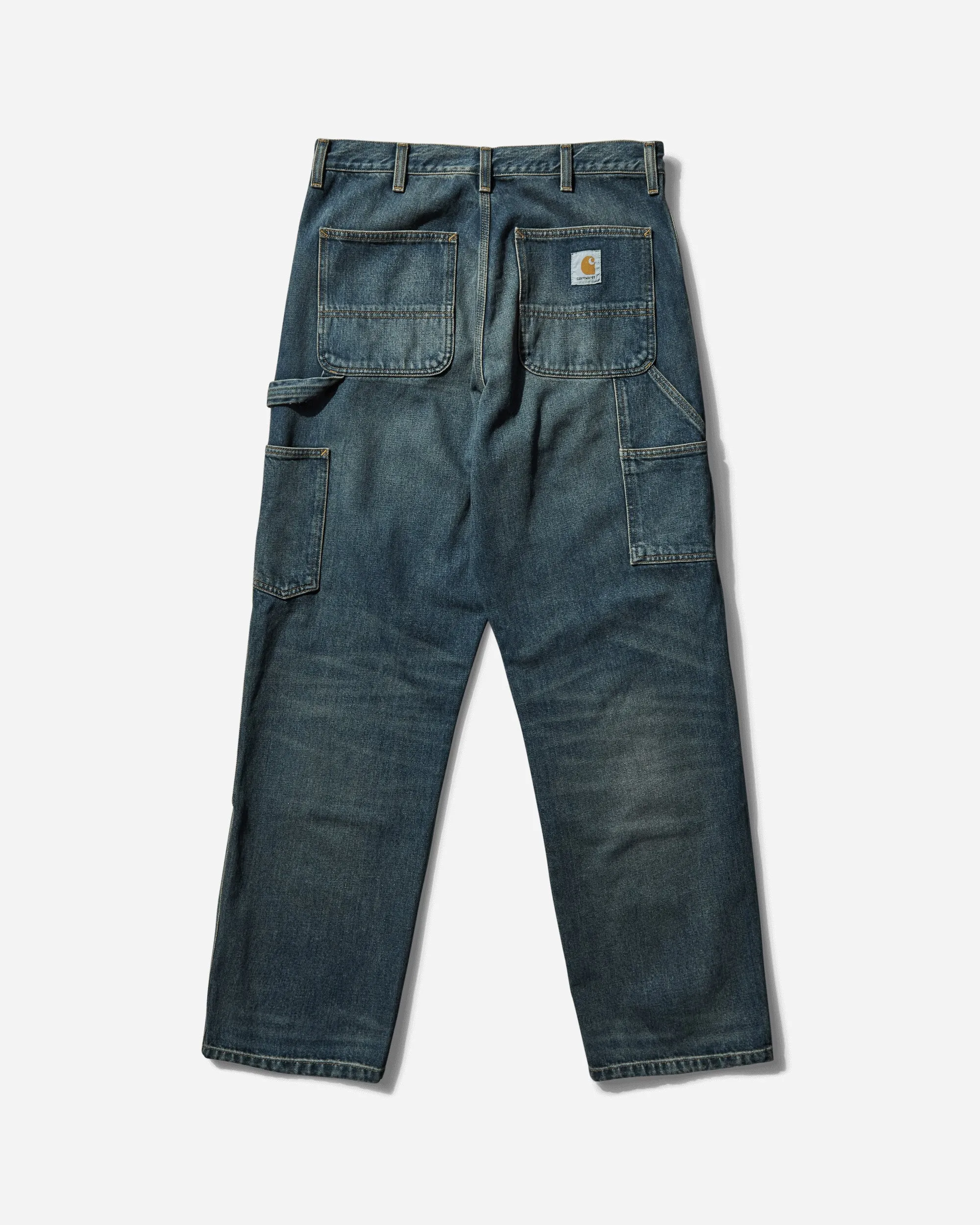 Men's Double Knee Pants Blue (Worn Used Wash)