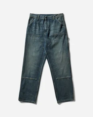 Men's Double Knee Pants Blue (Worn Used Wash)