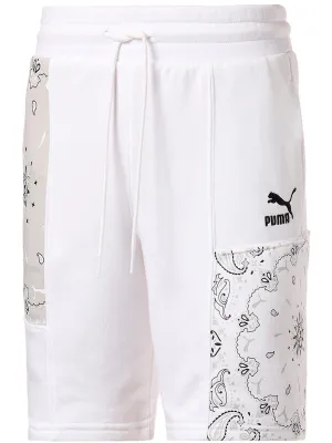 Mens Drawstring Hem Graphic Casual Shorts