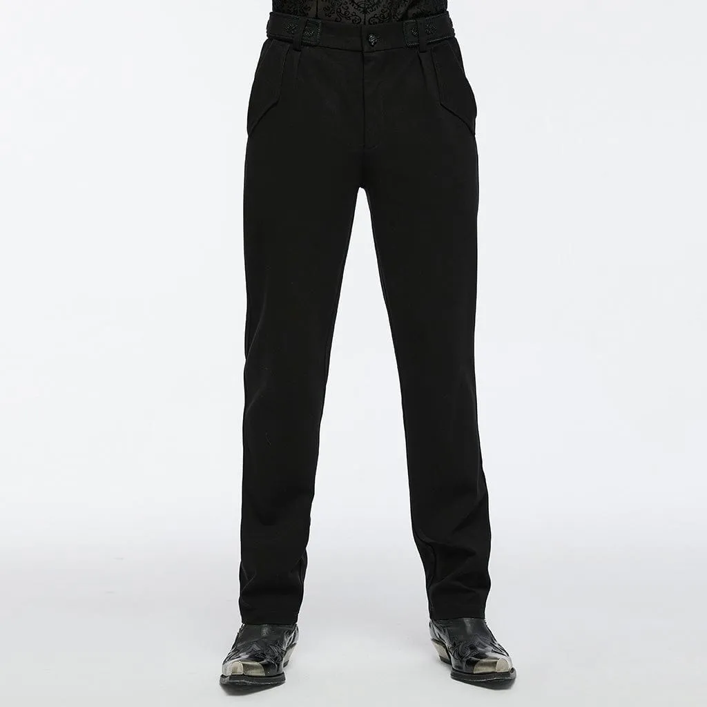 Men's Gothic Floral Buckle Waistband Pants