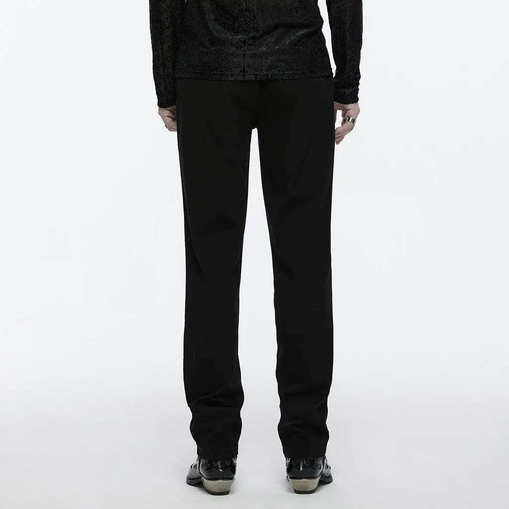 Men's Gothic Floral Buckle Waistband Pants