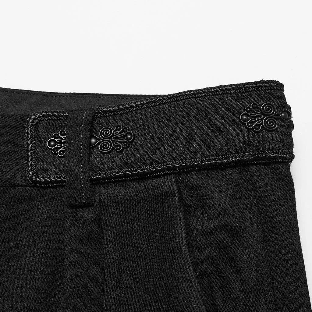 Men's Gothic Floral Buckle Waistband Pants