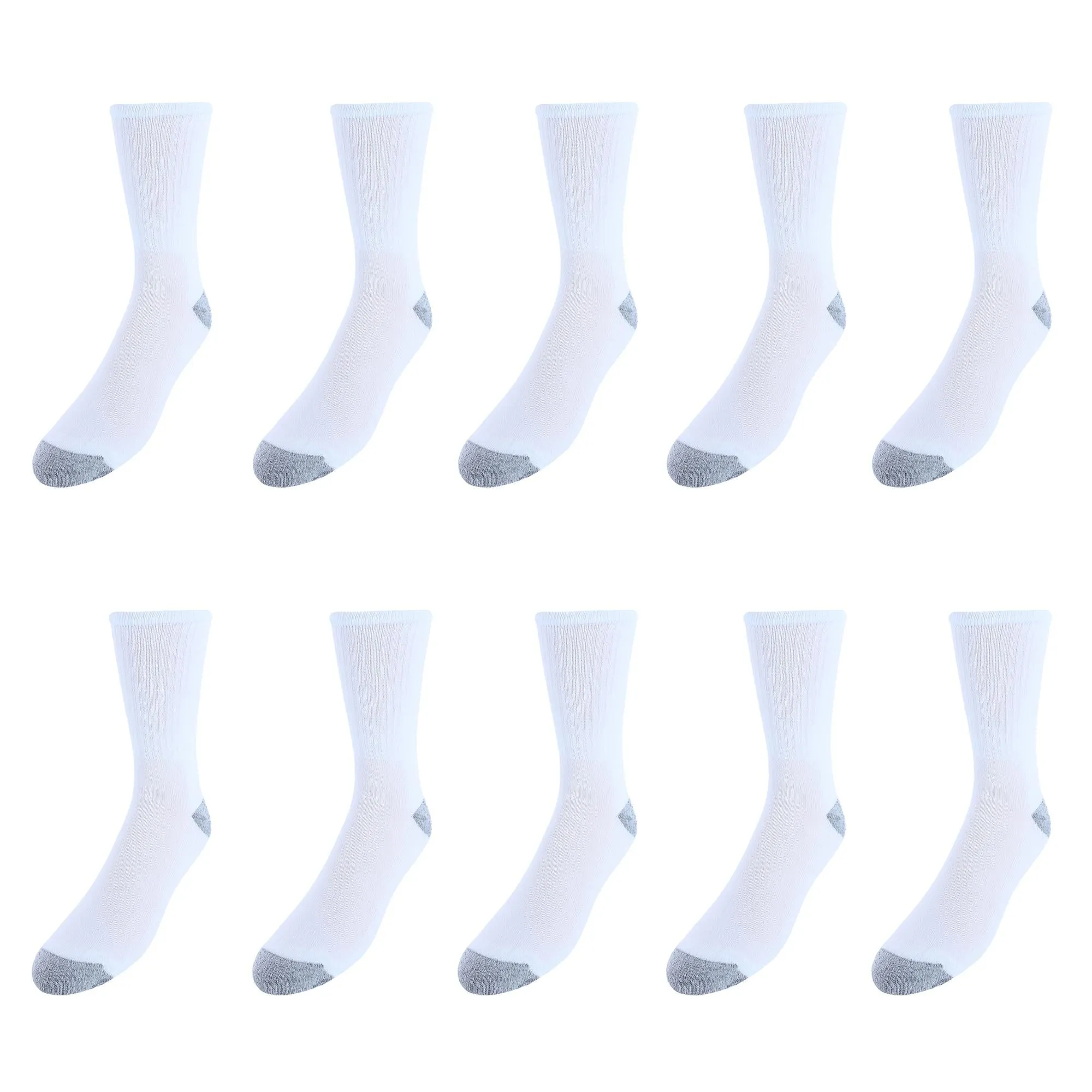 Men's Half Cushion Cotton Crew Socks (Pack of 10)