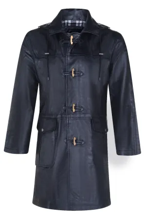 Mens Leather Duffle Classic Coat-Aylesbury