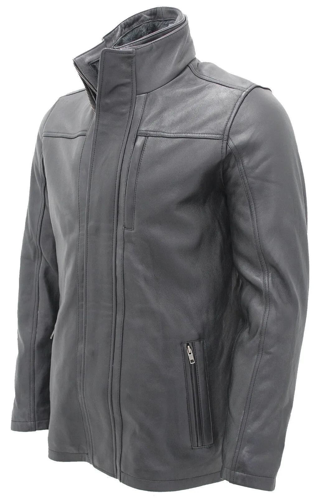 Mens Leather Mid Length Coat-Hanoi