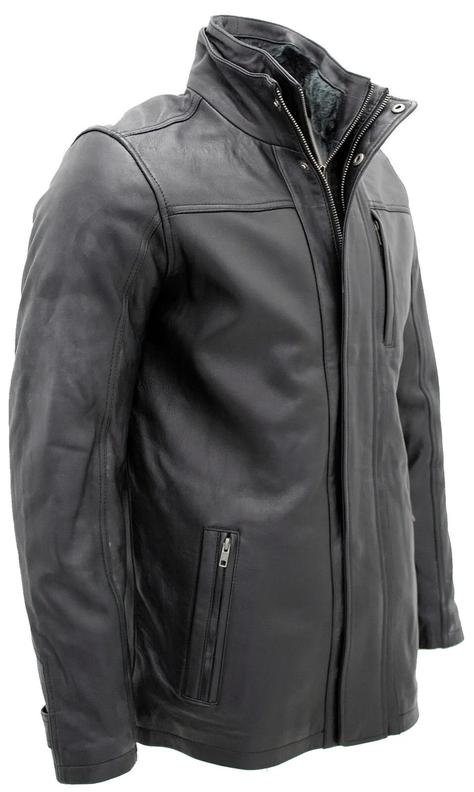 Mens Leather Mid Length Coat-Hanoi