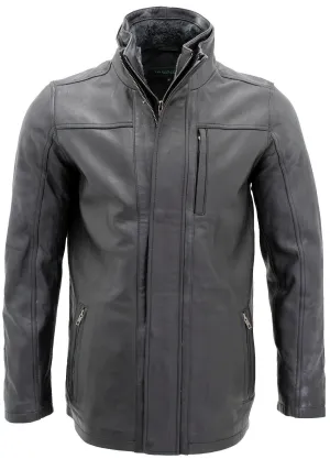 Mens Leather Mid Length Coat-Hanoi