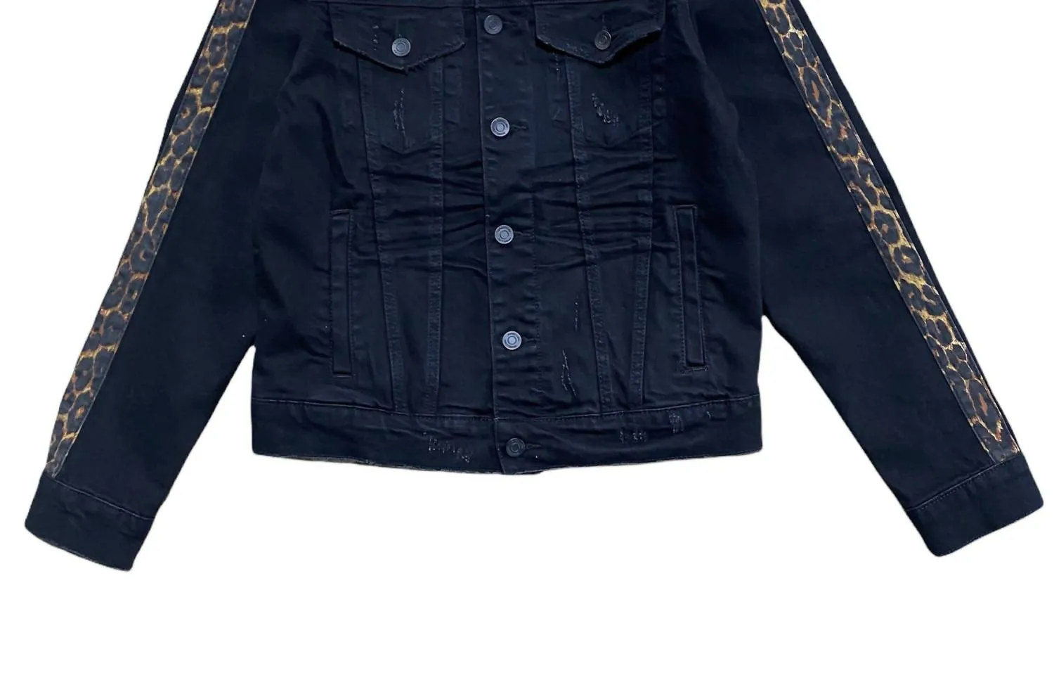 Men's Leopard Print Sleeve Jacket In Black