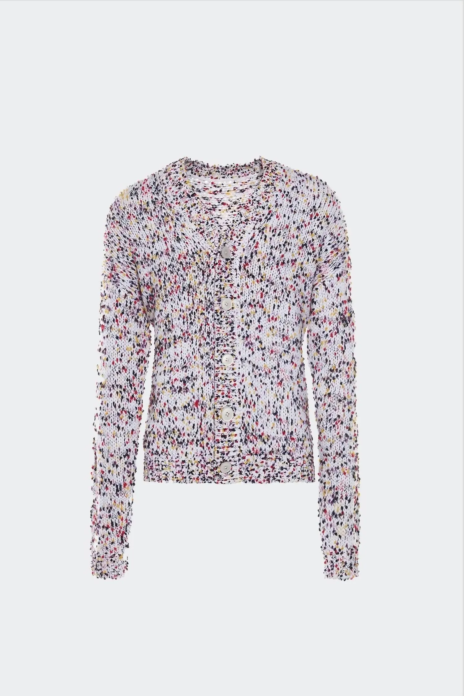 Men's Long Oversized Cardigan In White Dots
