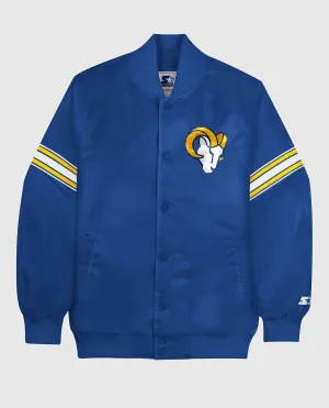 Men's Los Angeles Rams Satin Full Snap Jacket In Blue