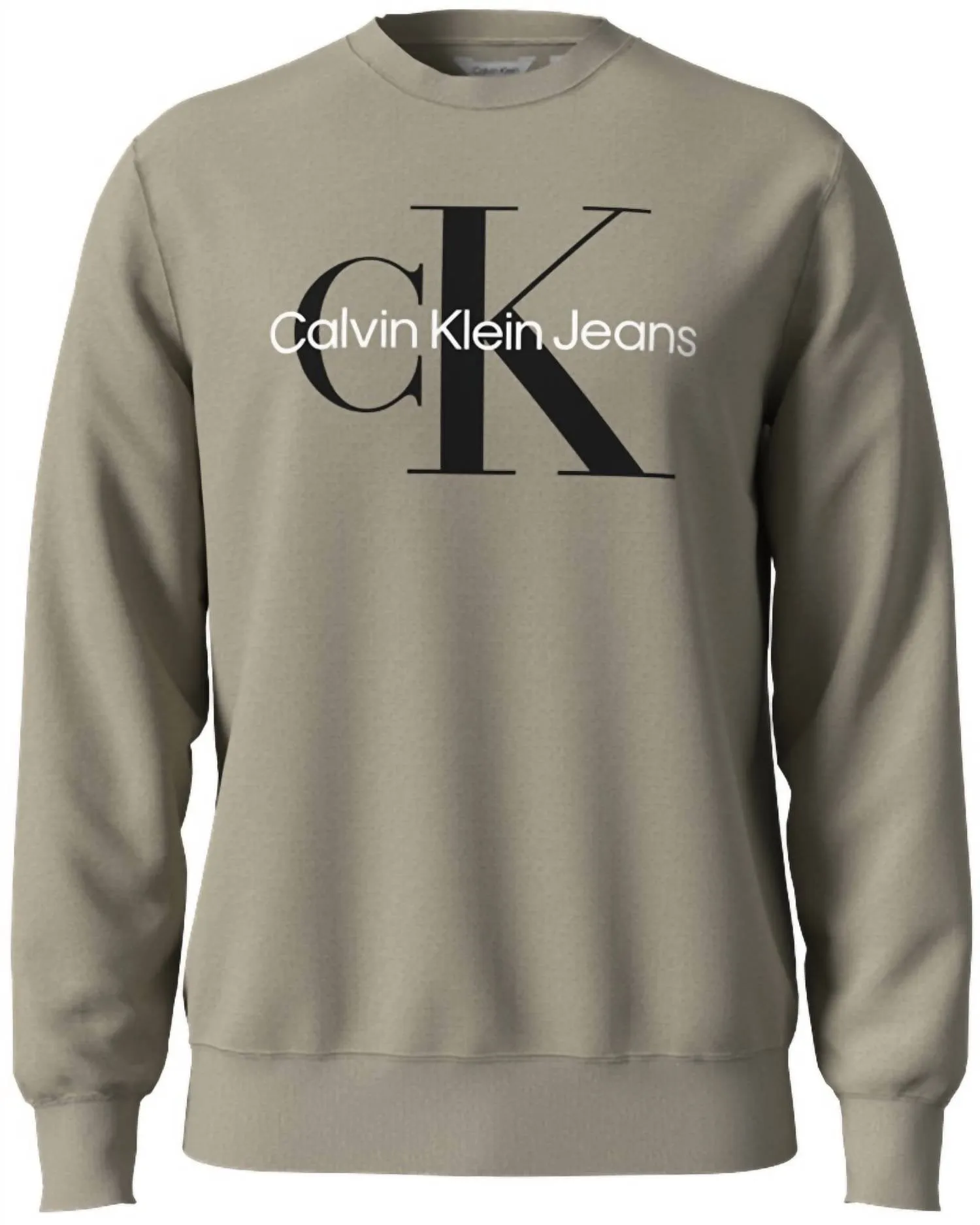 Men's Monogram Crew Neck Sweatshirt In White Pepper