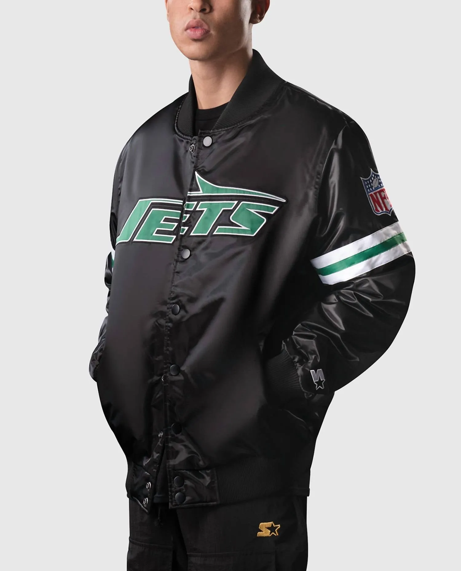 Men's New York Jets Nyc Lights Varsity Jacket In Black
