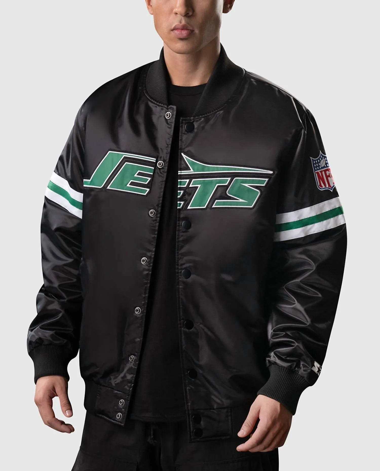 Men's New York Jets Nyc Lights Varsity Jacket In Black