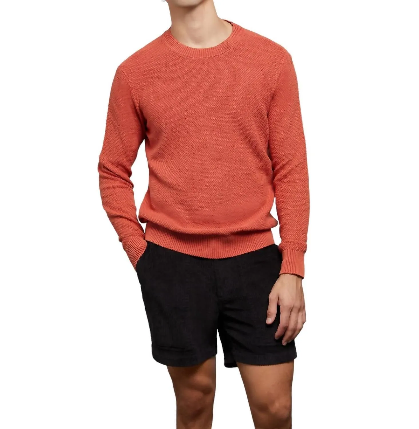 Mens Pigment Dye Sweater In Spiced Ginger